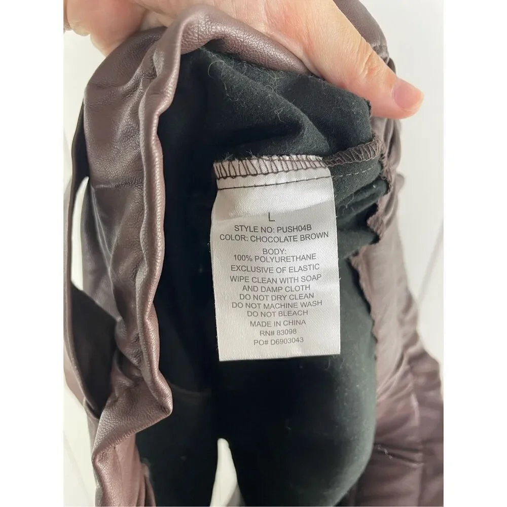 Ci‎ Sono Faux Leather Collection Chocolate Brown Paper Bag Shorts Size L